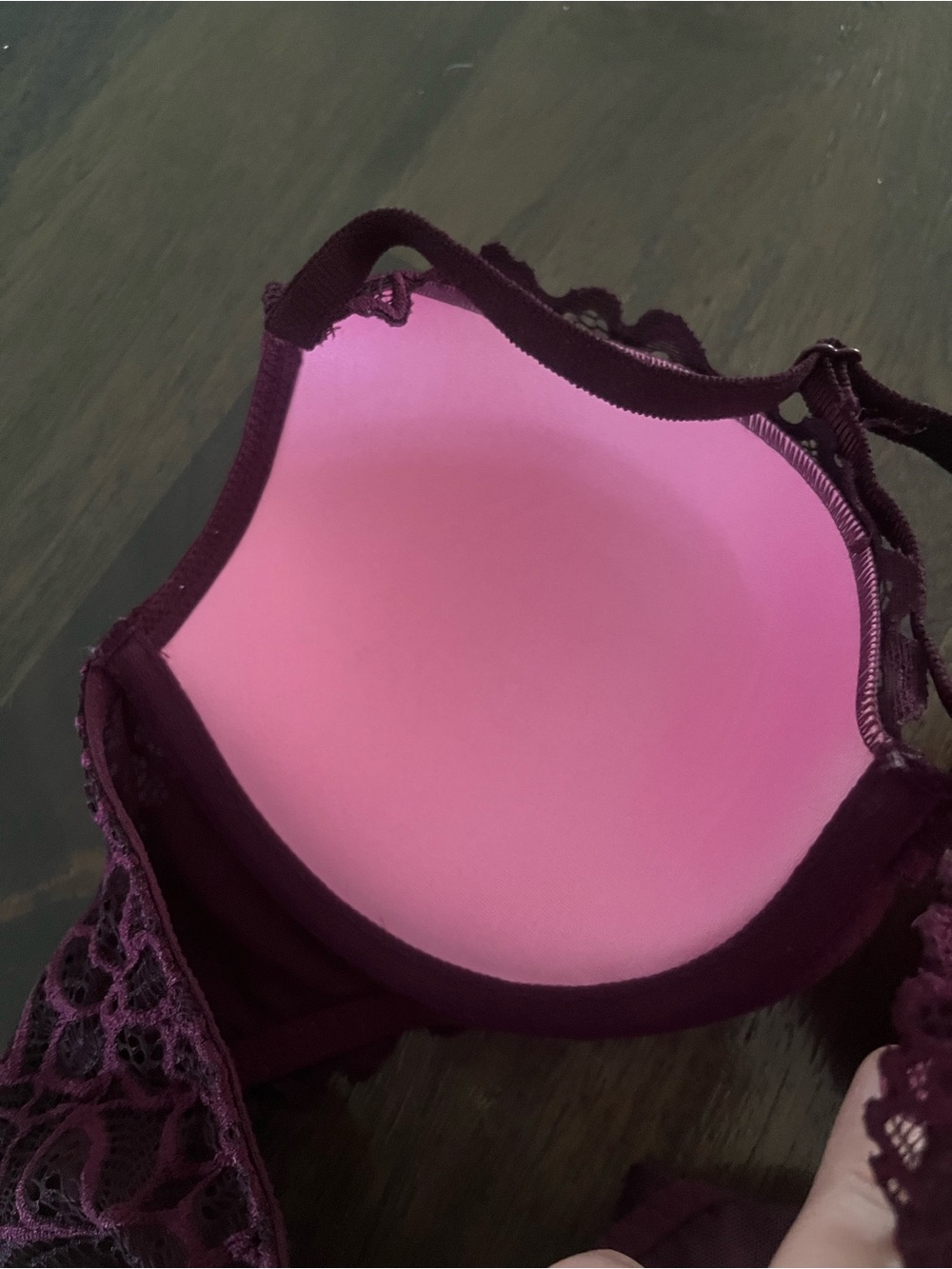PINK Victoria's Secret 36 B Lace Date Racerback Bra in Deep Plum 36B Like New - Picture 11 of 11